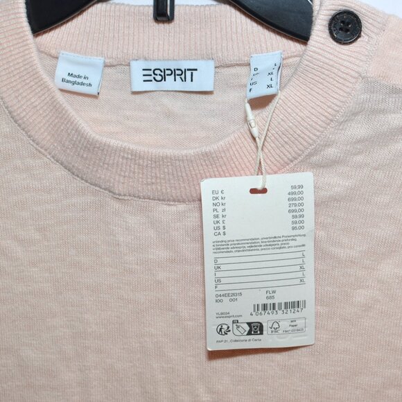 NWT Esprit L Lightweight Peach Pullover Long Sleeve Sweater Shoulder Buttons - Picture 3 of 10